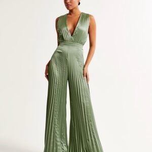Abercrombie & Fitch Sage Green Satin Jumpsuit